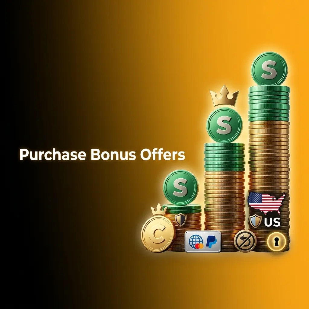 Crown Coins Casino purchase bonus packages showing coin bundles with bonus Sweeps Coins for eligible US players 18+