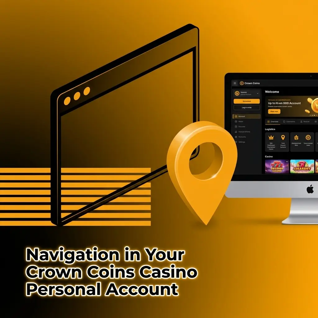 Crown Coins Casino account dashboard navigation menu showing balance, bonuses, transactions, and settings options