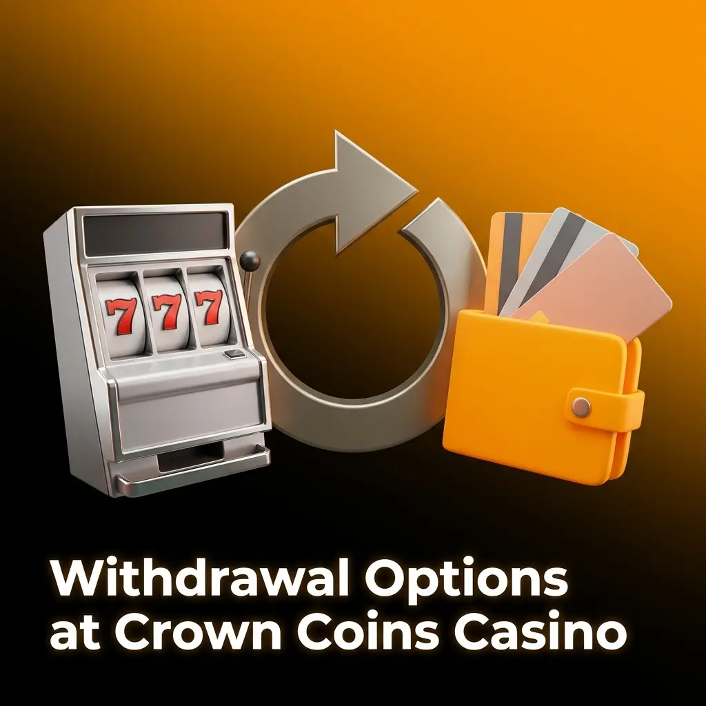 Crown Coins Casino withdrawal options table showing Apple Pay, Visa, Mastercard, Amex, and Discover Card limits and fees